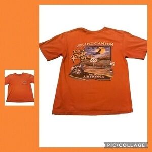 Harley Davidson Orange Short Sleeve Route66 Grand Canyon Unisex Pocket M…